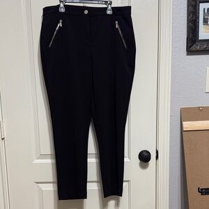 Karl Lagerfeld Black Pants with Gold Zipper Accents
